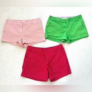 Red Polka Dot, Green, Salmon Sear Sucker 100% Cotton Women’s Summer Shorts Sz 6